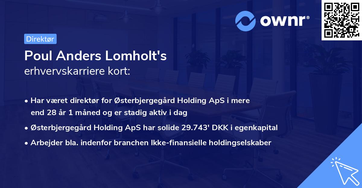 Poul Anders Lomholt's erhvervskarriere kort