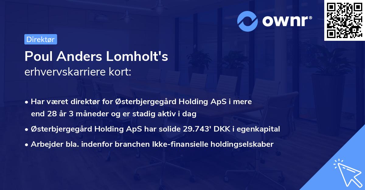 Poul Anders Lomholt's erhvervskarriere kort
