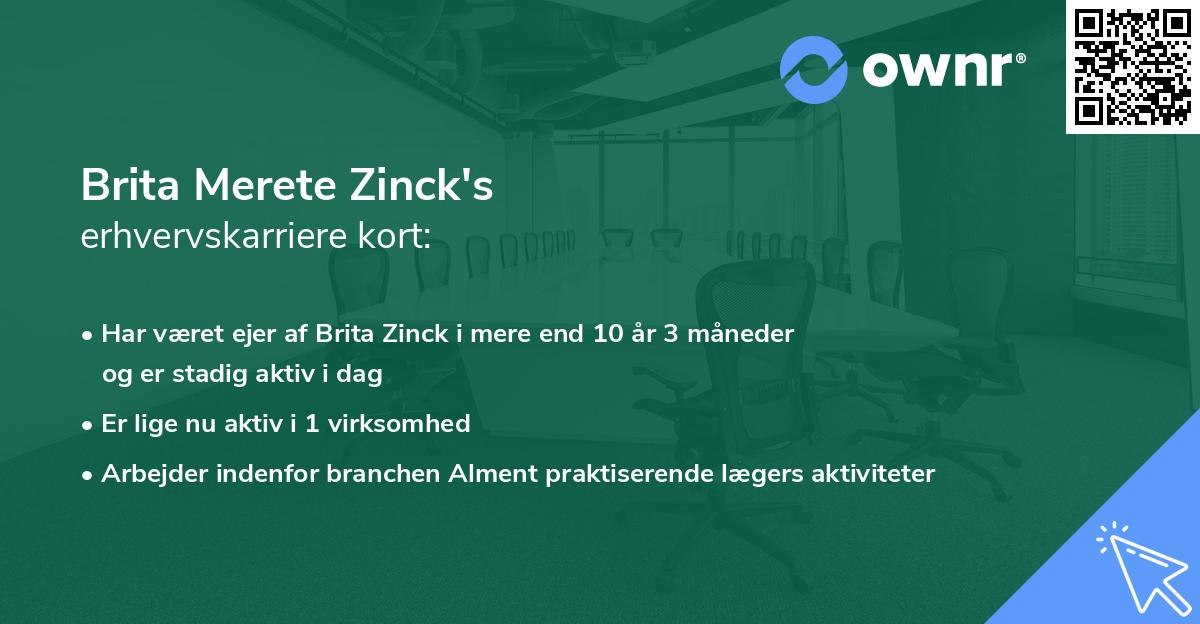 Brita Merete Zinck's erhvervskarriere kort
