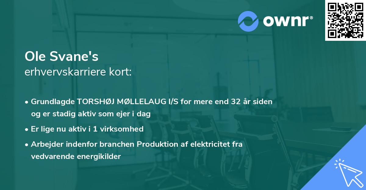 Ole Svane's erhvervskarriere kort