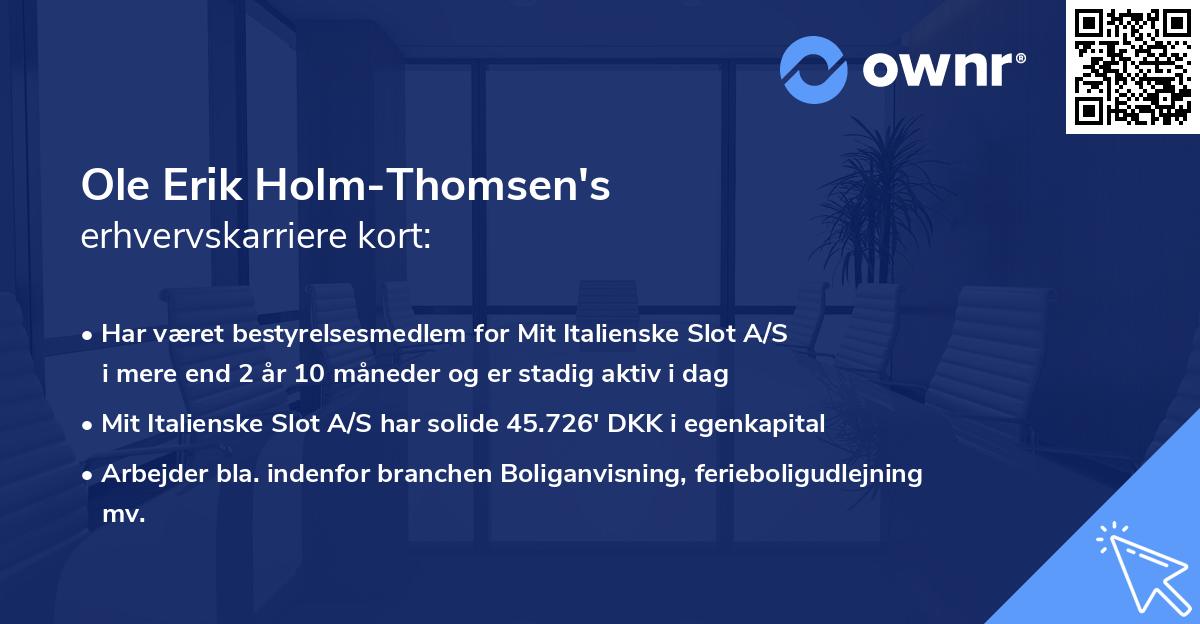Ole Erik Holm-Thomsen's erhvervskarriere kort