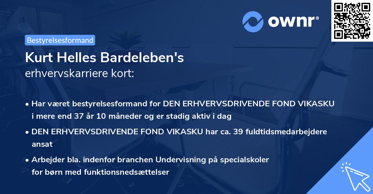 Kurt Helles Bardeleben's erhvervskarriere kort