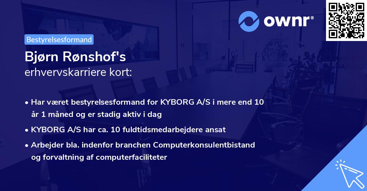 Bjørn Rønshof's erhvervskarriere kort