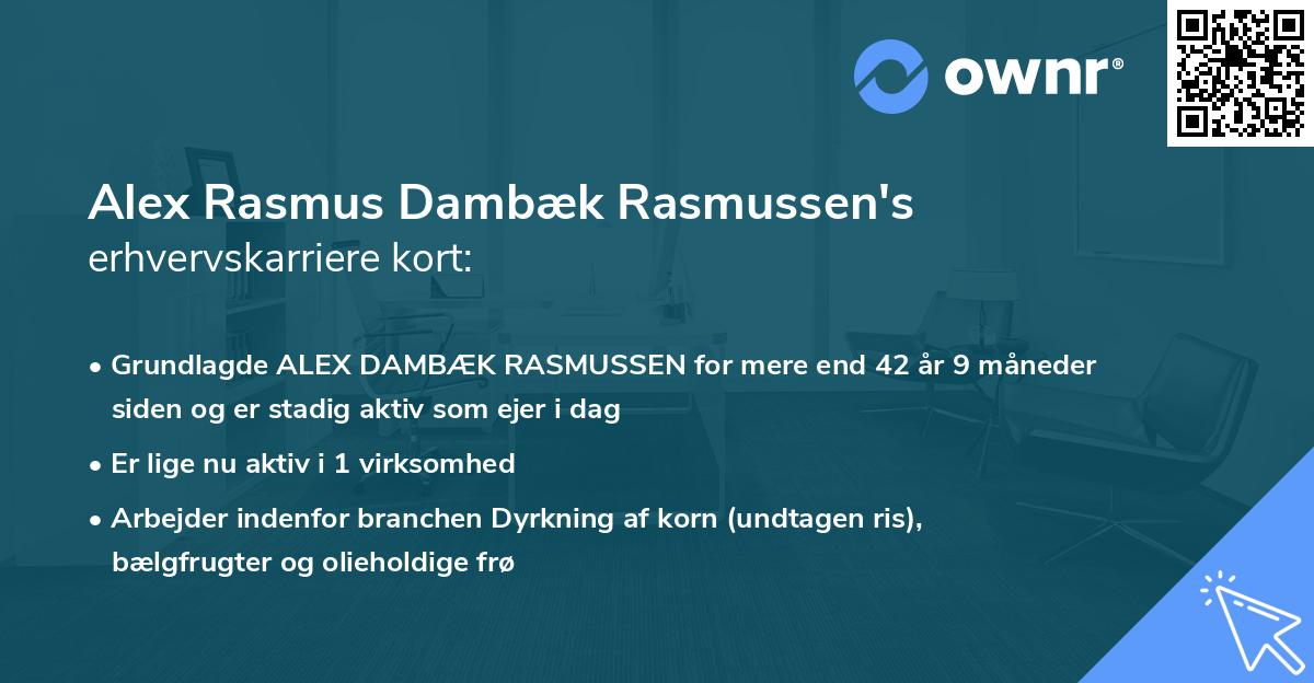 Alex Rasmus Dambæk Rasmussen's erhvervskarriere kort