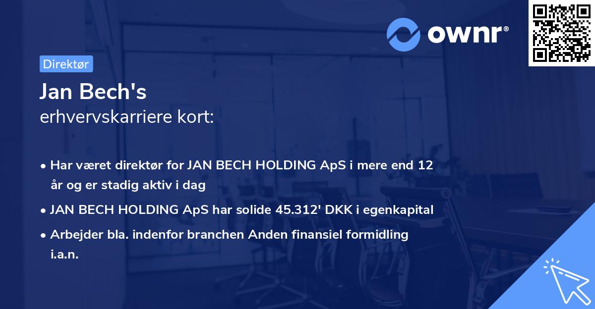 Jan Bech's erhvervskarriere kort