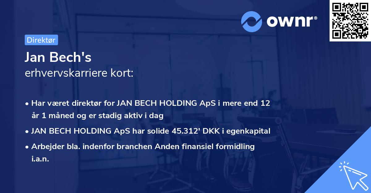 Jan Bech's erhvervskarriere kort