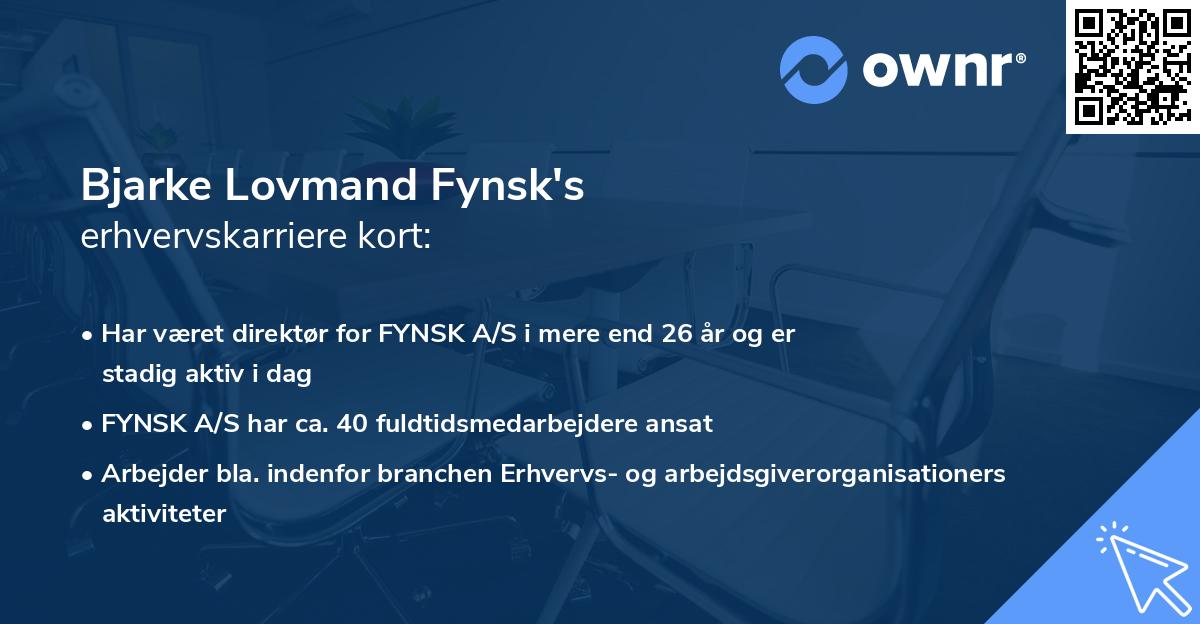 Bjarke Lovmand Fynsk's erhvervskarriere kort