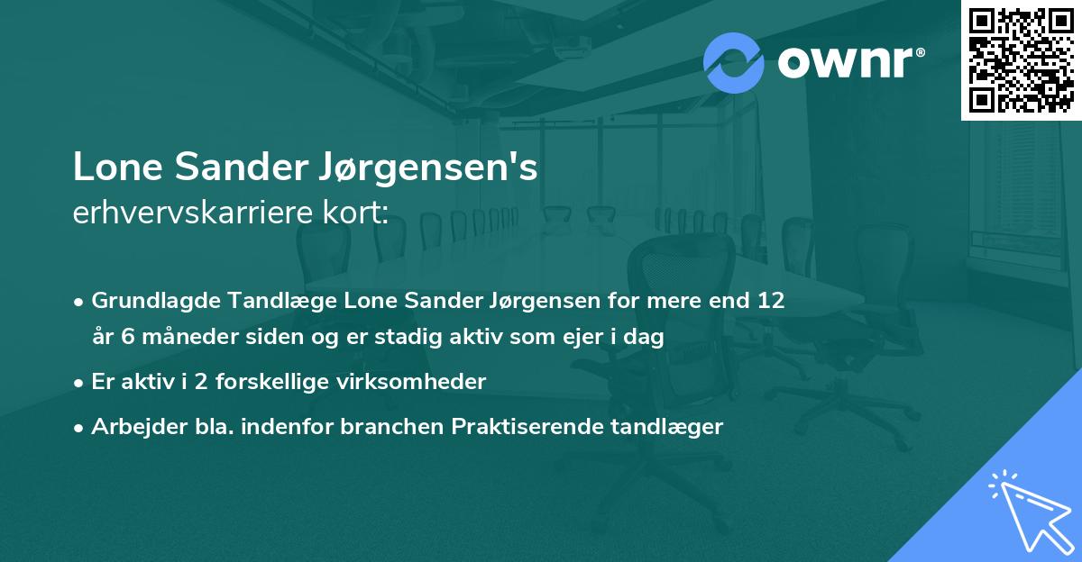 Lone Sander Jørgensen's erhvervskarriere kort