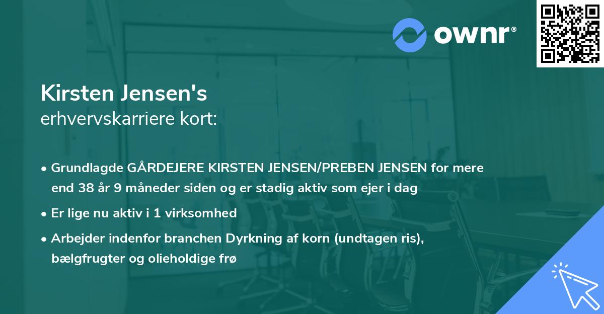 Kirsten Jensen's erhvervskarriere kort