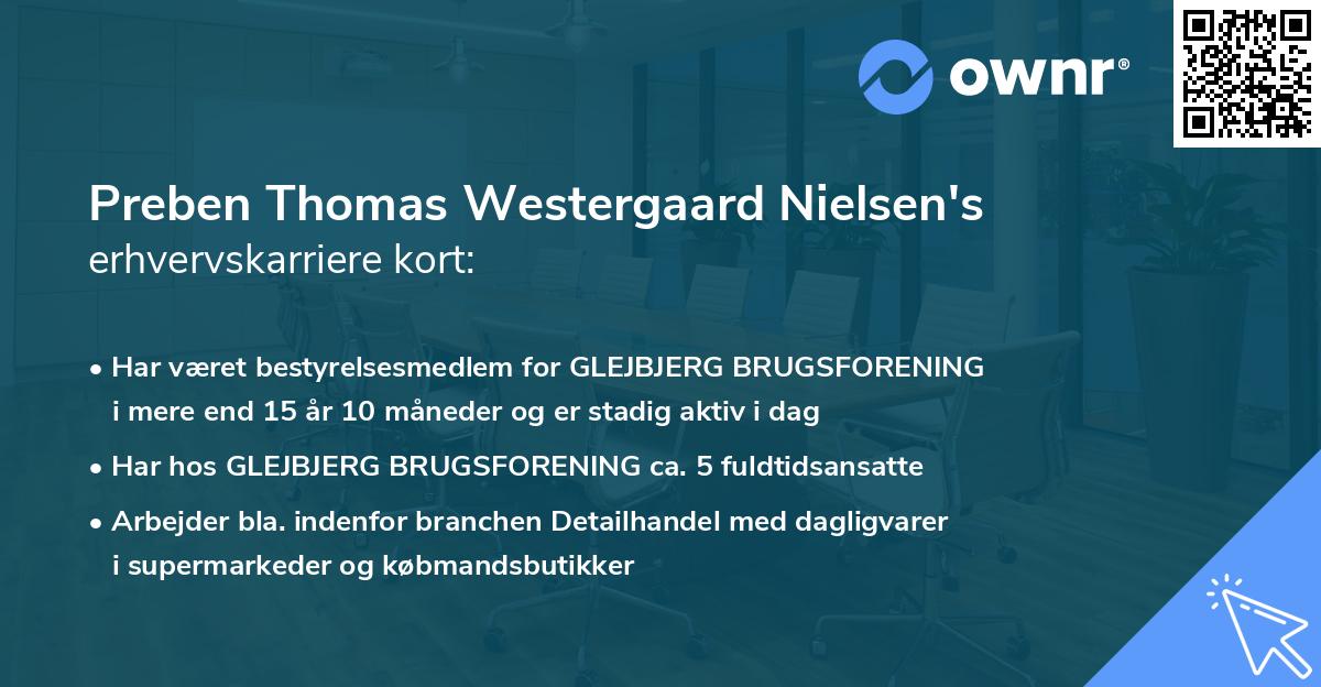 Preben Thomas Westergaard Nielsen's erhvervskarriere kort