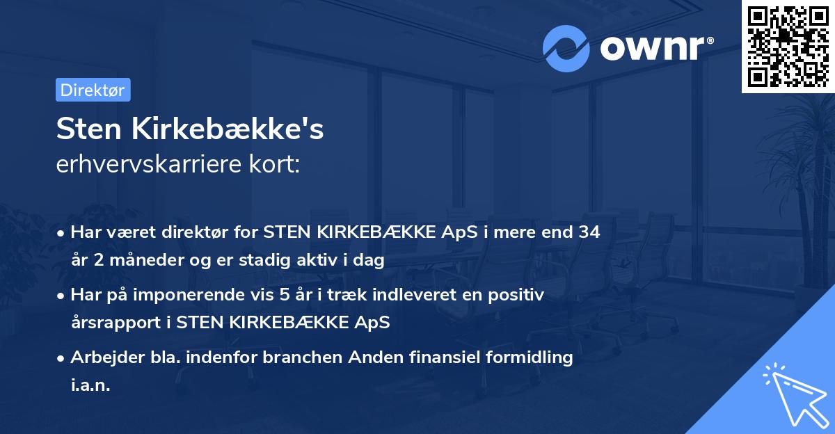 Sten Kirkebække's erhvervskarriere kort