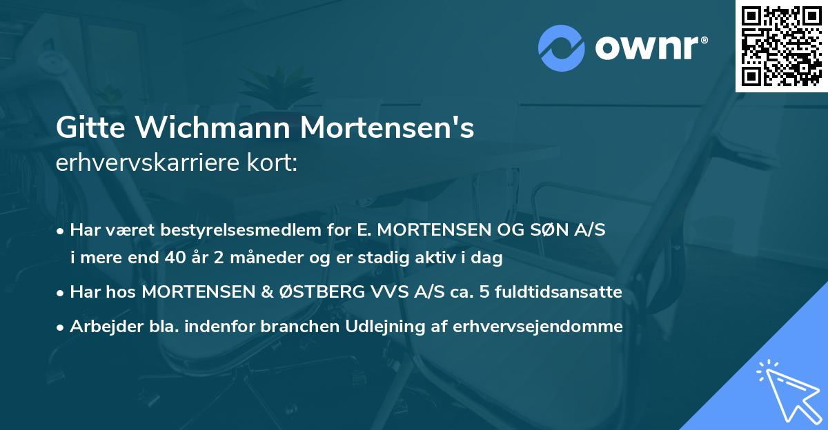 Gitte Wichmann Mortensen's erhvervskarriere kort