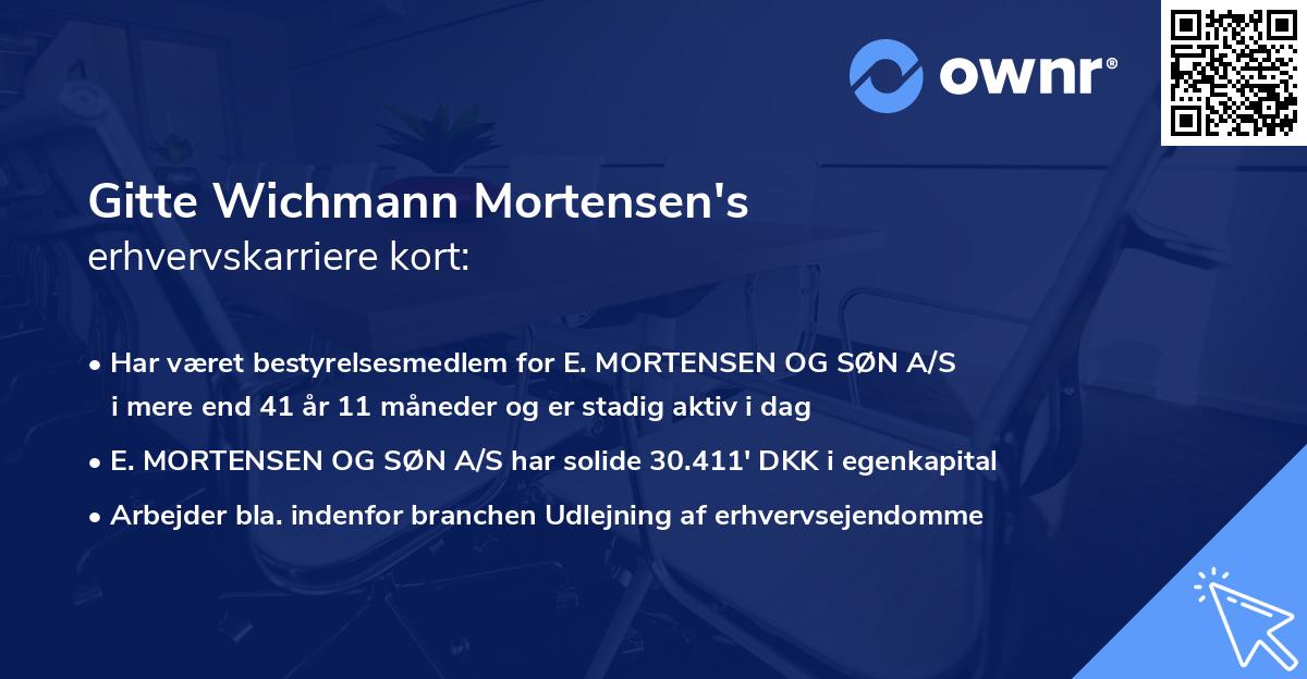 Gitte Wichmann Mortensen's erhvervskarriere kort