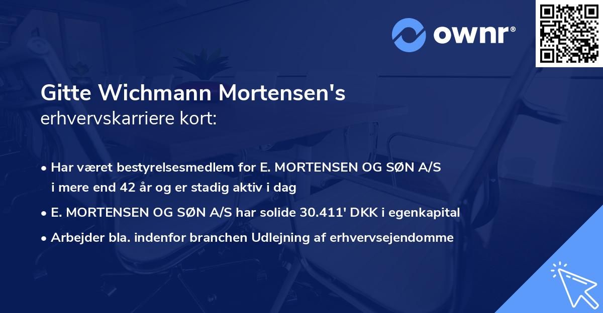 Gitte Wichmann Mortensen's erhvervskarriere kort