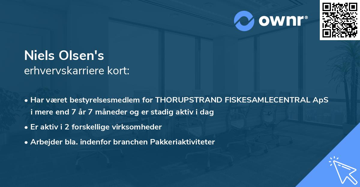 Niels Olsen's erhvervskarriere kort