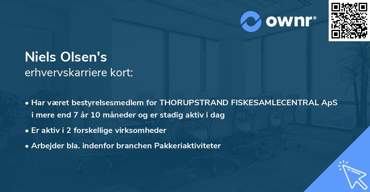 Niels Olsen's erhvervskarriere kort