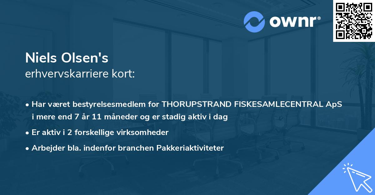 Niels Olsen's erhvervskarriere kort