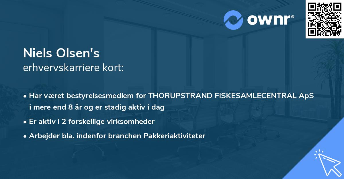 Niels Olsen's erhvervskarriere kort