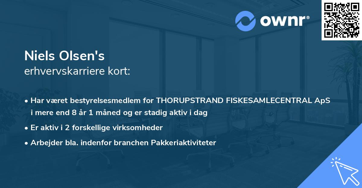 Niels Olsen's erhvervskarriere kort