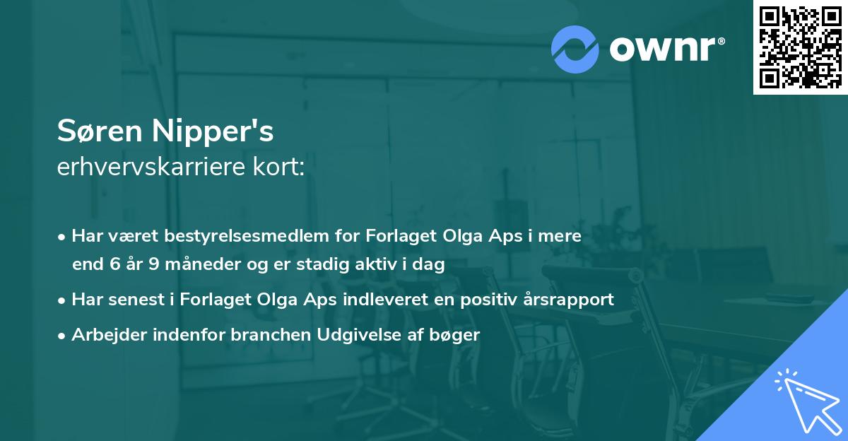 Søren Nipper's erhvervskarriere kort