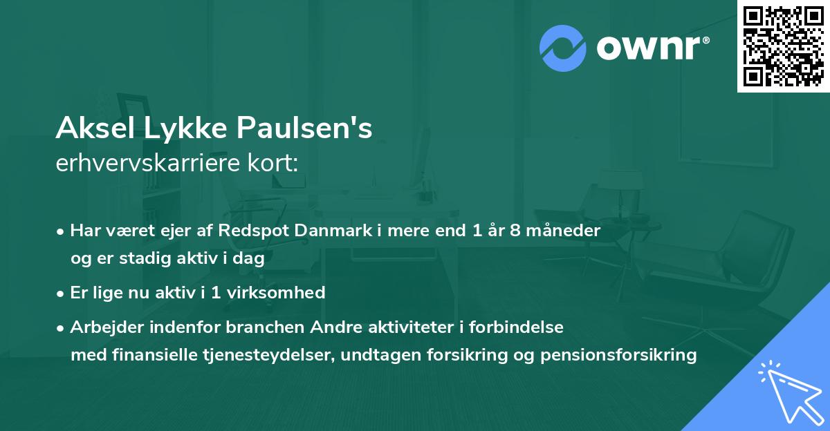 Aksel Lykke Paulsen's erhvervskarriere kort