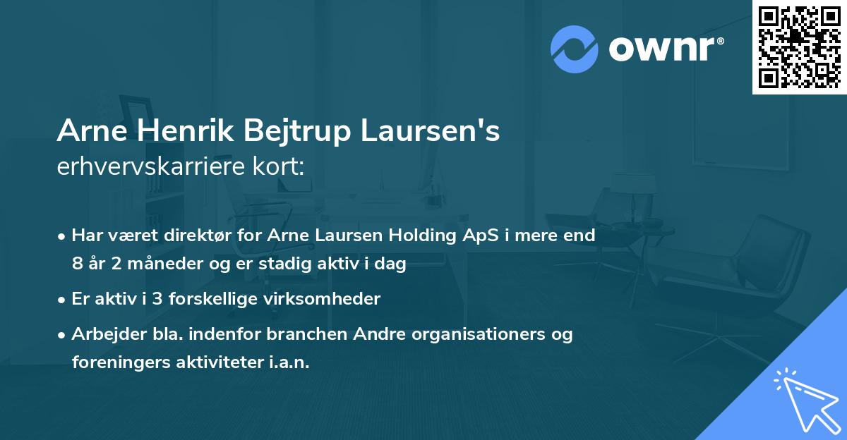 Arne Henrik Bejtrup Laursen's erhvervskarriere kort