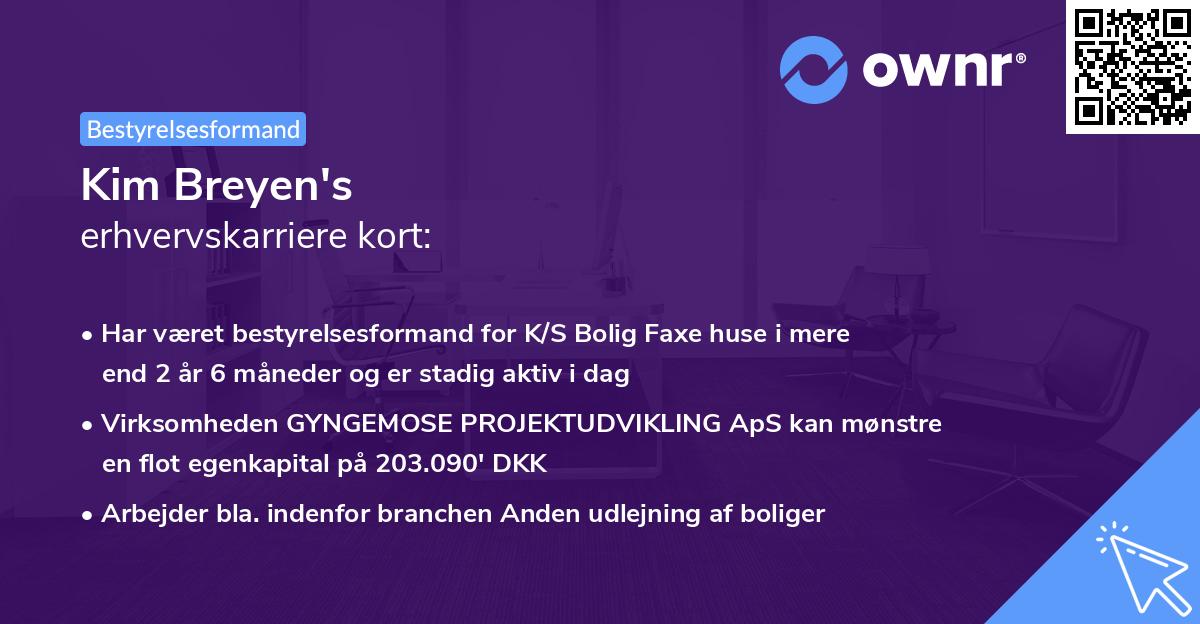 Kim Breyen's erhvervskarriere kort