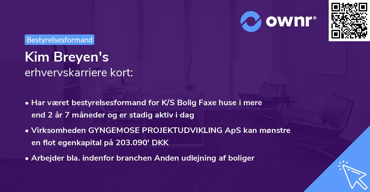 Kim Breyen's erhvervskarriere kort