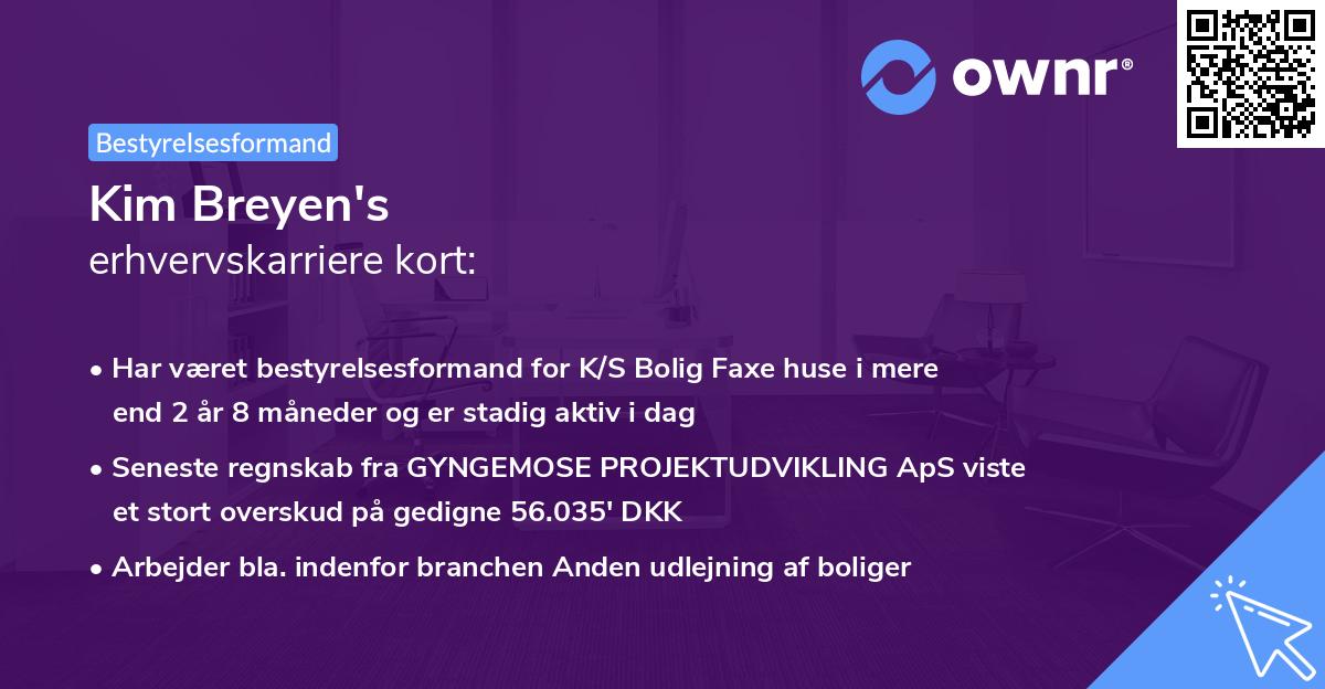 Kim Breyen's erhvervskarriere kort