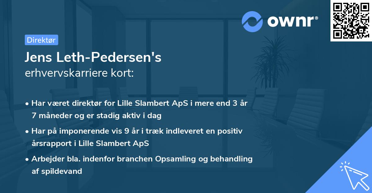 Jens Leth-Pedersen's erhvervskarriere kort