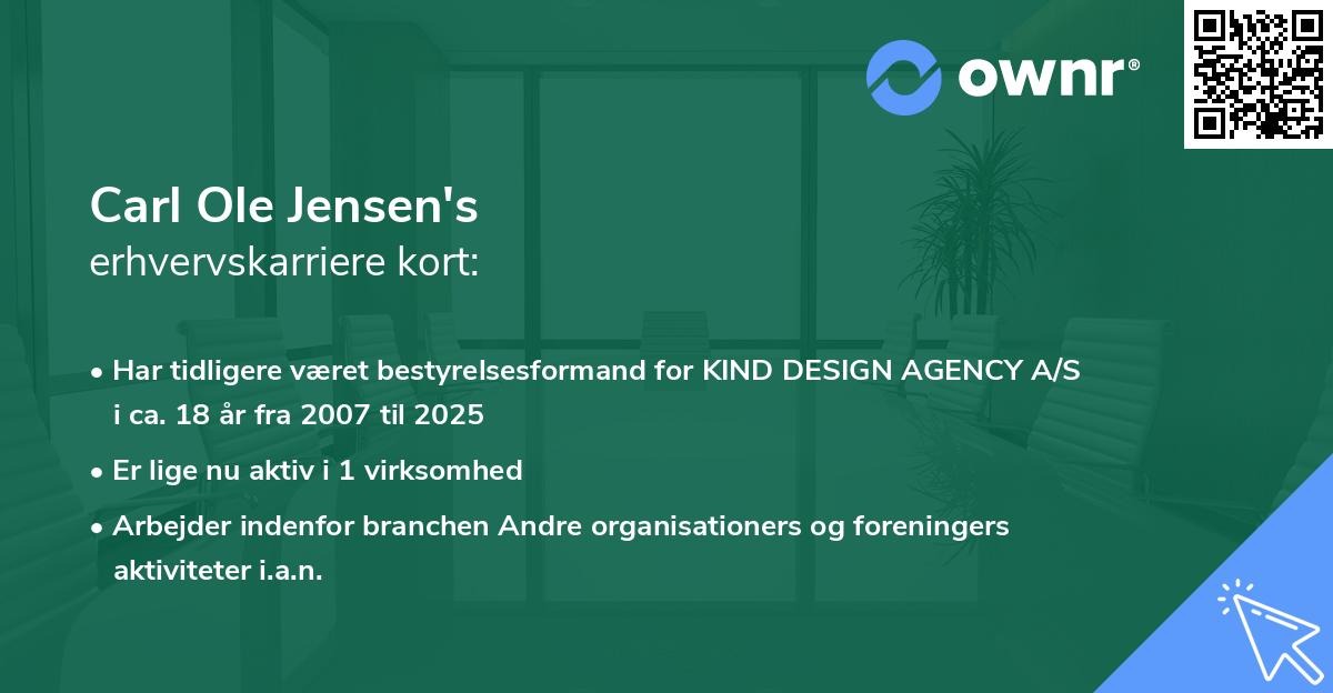 Carl Ole Jensen's erhvervskarriere kort