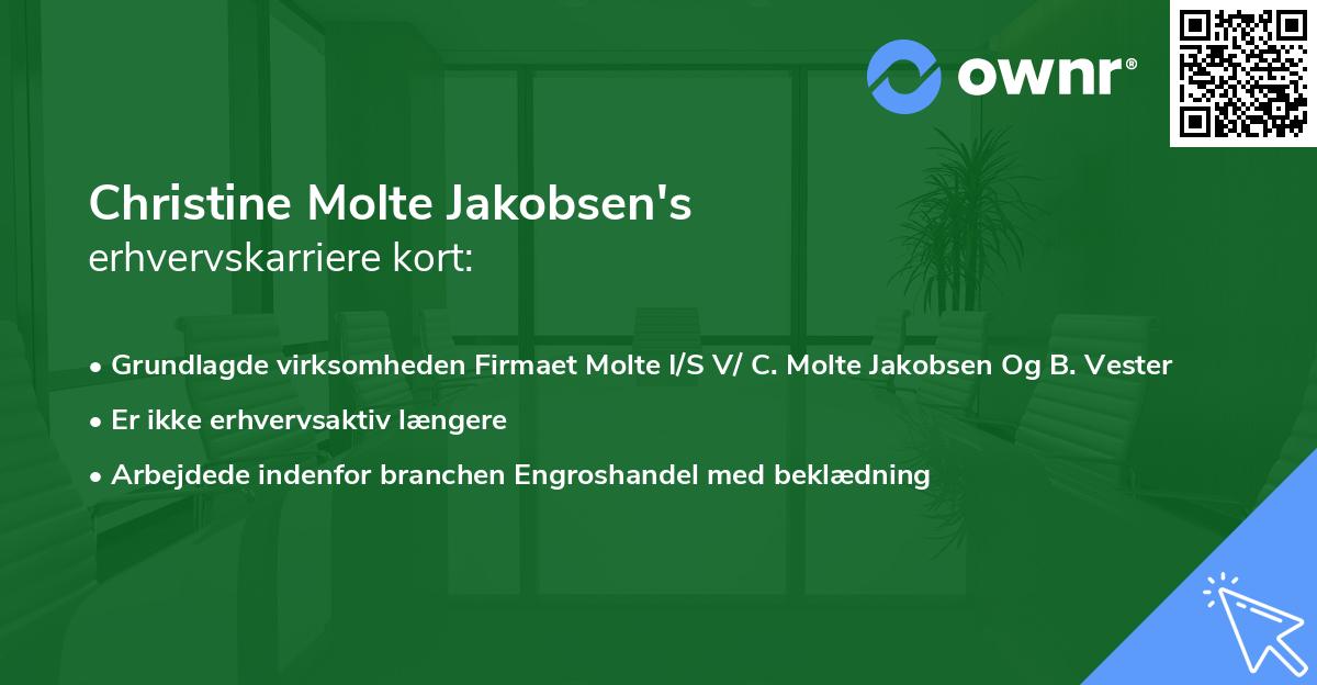 Christine Molte Jakobsen's erhvervskarriere kort