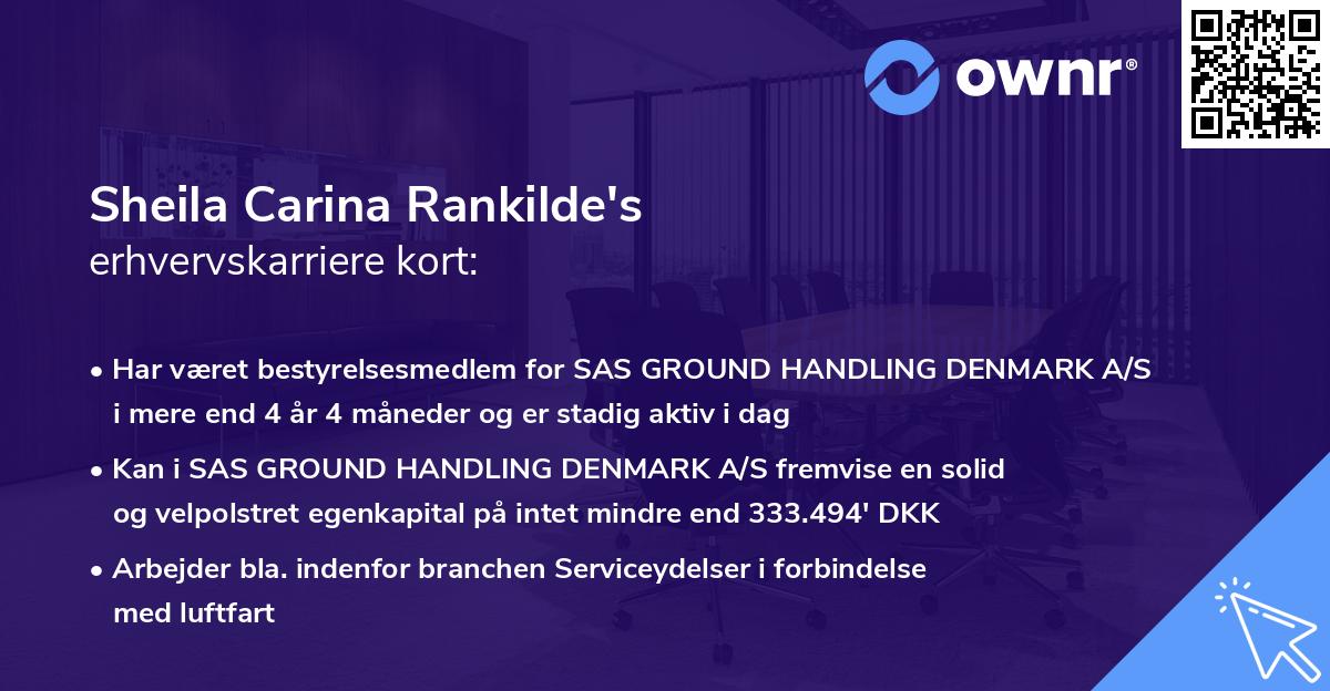 Sheila Carina Rankilde's erhvervskarriere kort