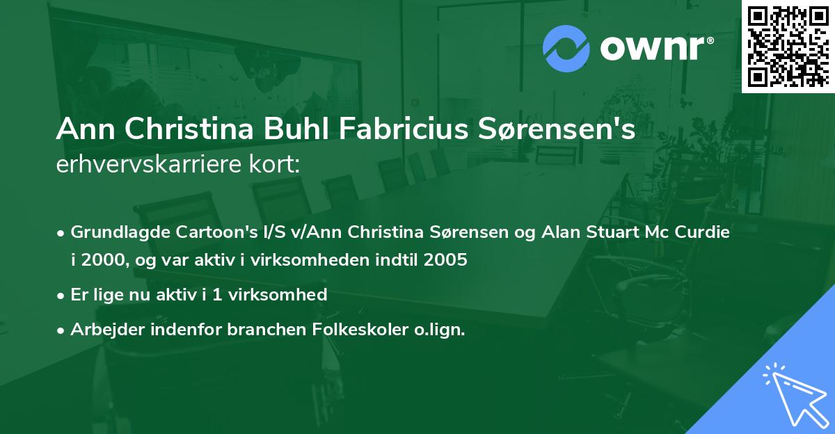 Ann Christina Buhl Fabricius Sørensen's erhvervskarriere kort