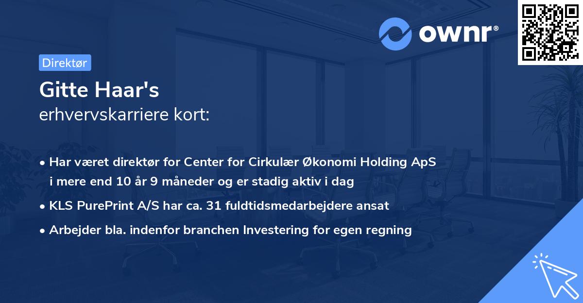 Gitte Haar's erhvervskarriere kort