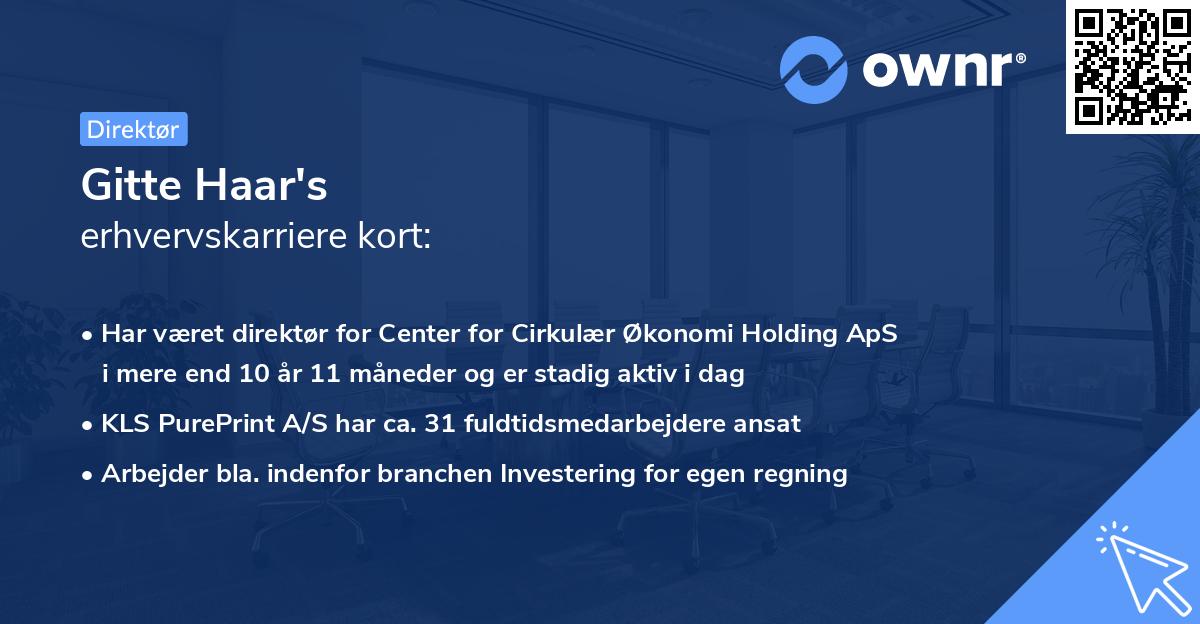 Gitte Haar's erhvervskarriere kort