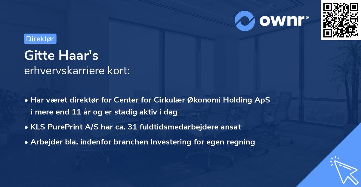 Gitte Haar's erhvervskarriere kort