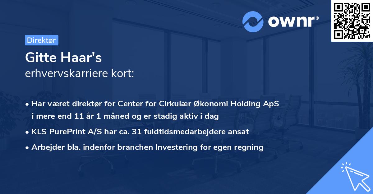 Gitte Haar's erhvervskarriere kort