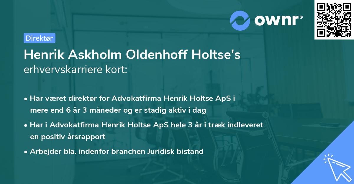 Henrik Askholm Oldenhoff Holtse's erhvervskarriere kort