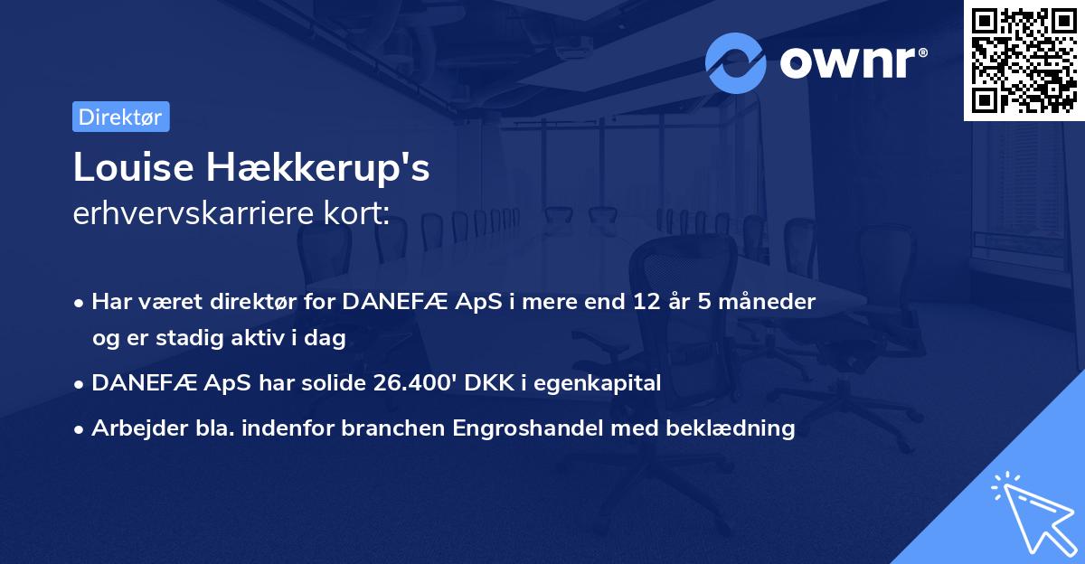 Louise Hækkerup's erhvervskarriere kort