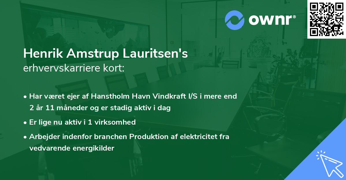Henrik Amstrup Lauritsen's erhvervskarriere kort