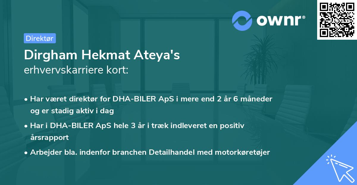 Dirgham Hekmat Ateya's erhvervskarriere kort