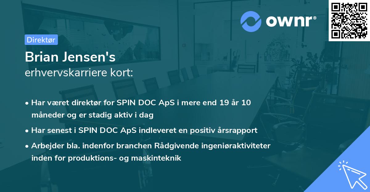 Brian Jensen's erhvervskarriere kort