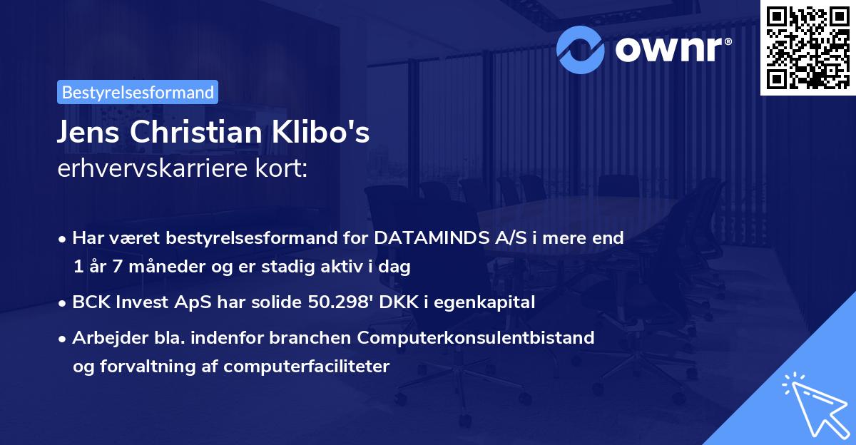 Jens Christian Klibo's erhvervskarriere kort