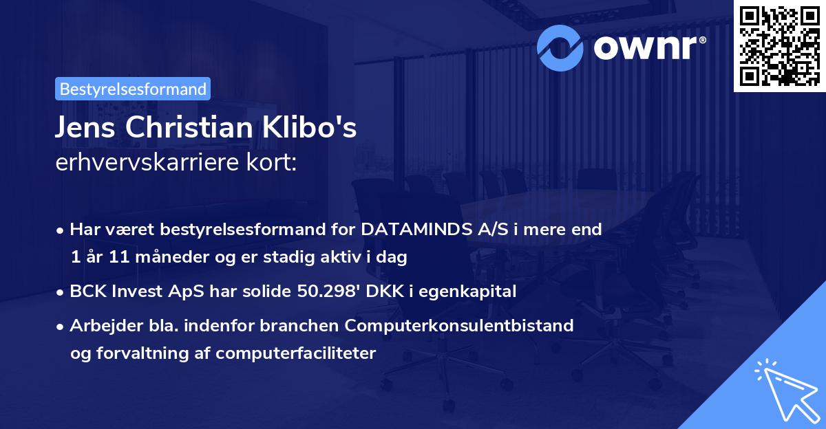 Jens Christian Klibo's erhvervskarriere kort
