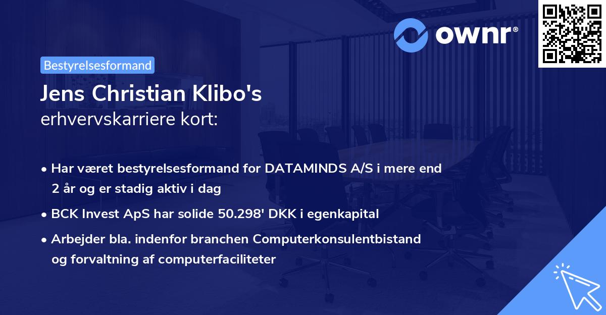 Jens Christian Klibo's erhvervskarriere kort