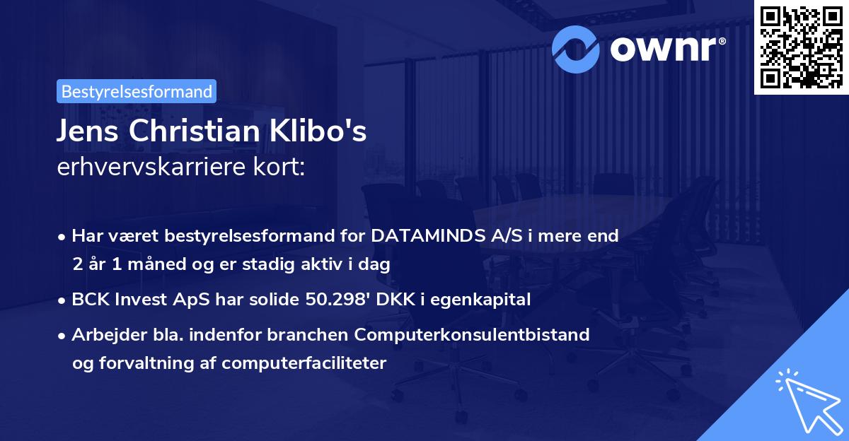 Jens Christian Klibo's erhvervskarriere kort
