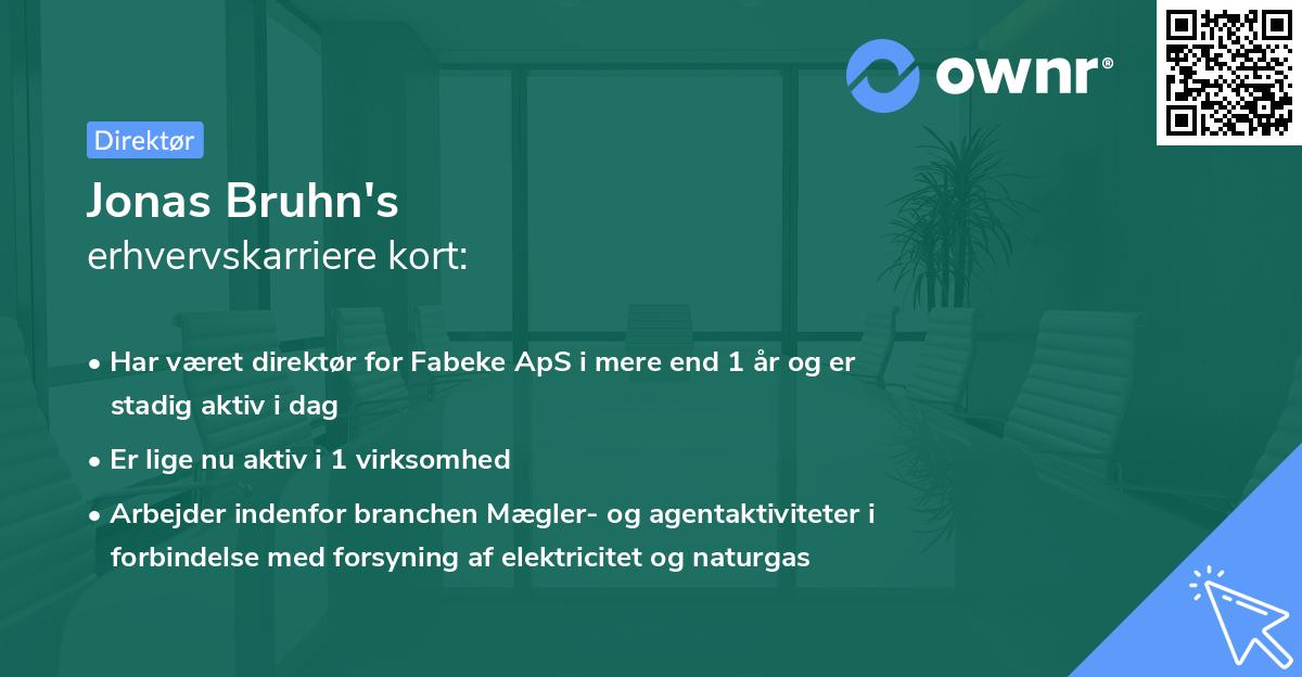 Jonas Bruhn's erhvervskarriere kort