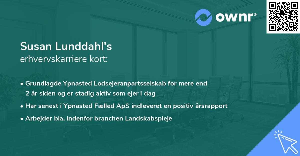 Susan Lunddahl's erhvervskarriere kort