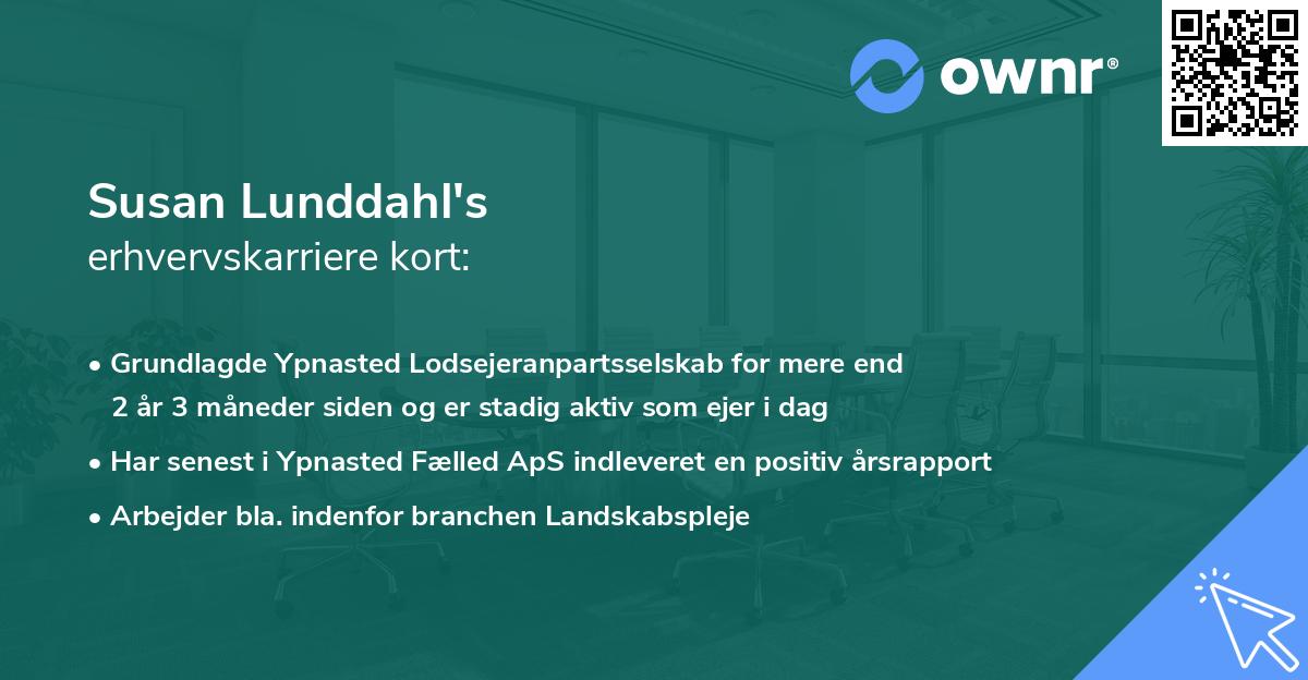 Susan Lunddahl's erhvervskarriere kort